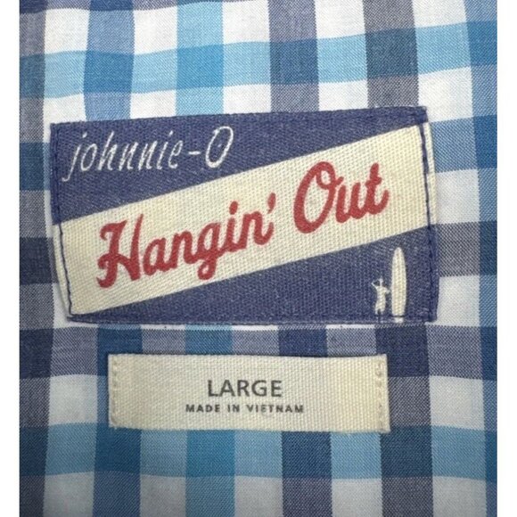 Johnnie O Hangin’ Out Men’s Caiden Blue Plaid Button Down Shirt Sz L Beach - Picture 7 of 12